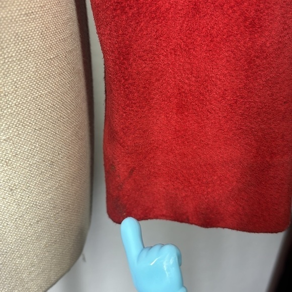 Tony Lama America red leather and suede fringe studded jacket vintage - Picture 9 of 16